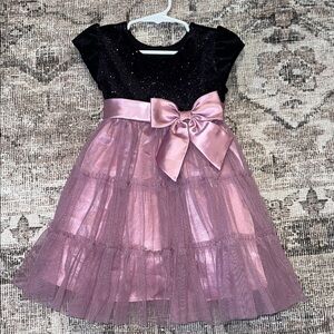 Jona Michelle Black and Purple Sparkly Tulle Dress with Bow